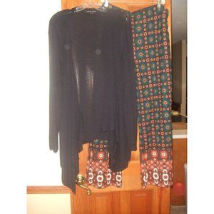 HANNES ROETHER black silky waterfall cardigan. Size Large. Beautiful!